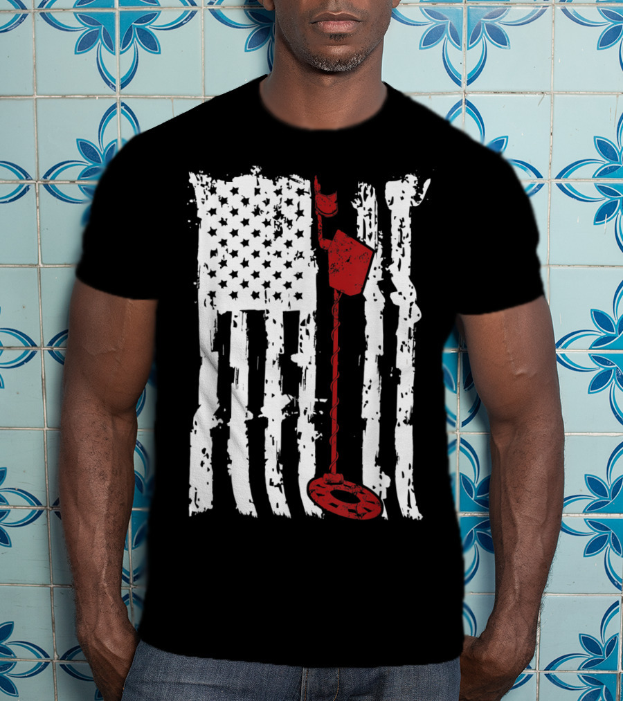 Metal Detector Vintage American Flag T-Shirt