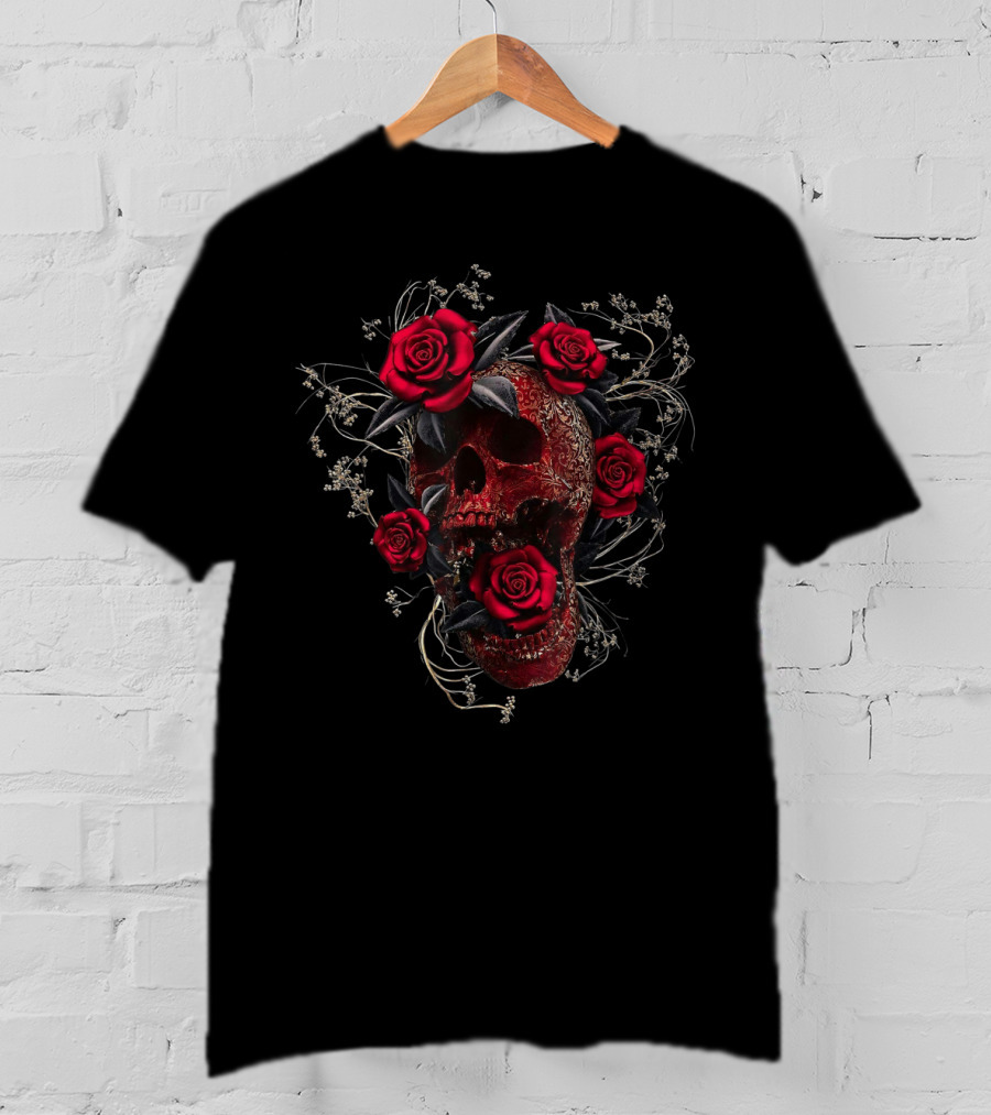 Miaprintspro Skull Rose Gothic Floral T-Shirt
