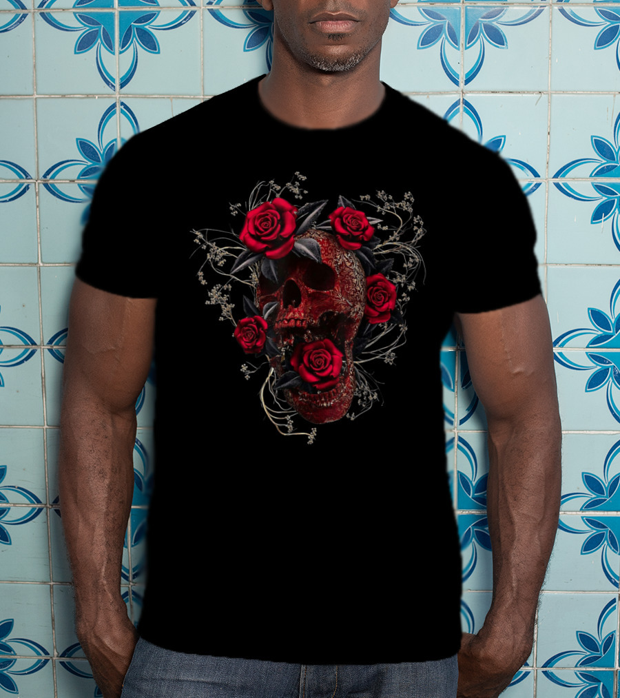 Miaprintspro Skull Rose Gothic Floral T-Shirt