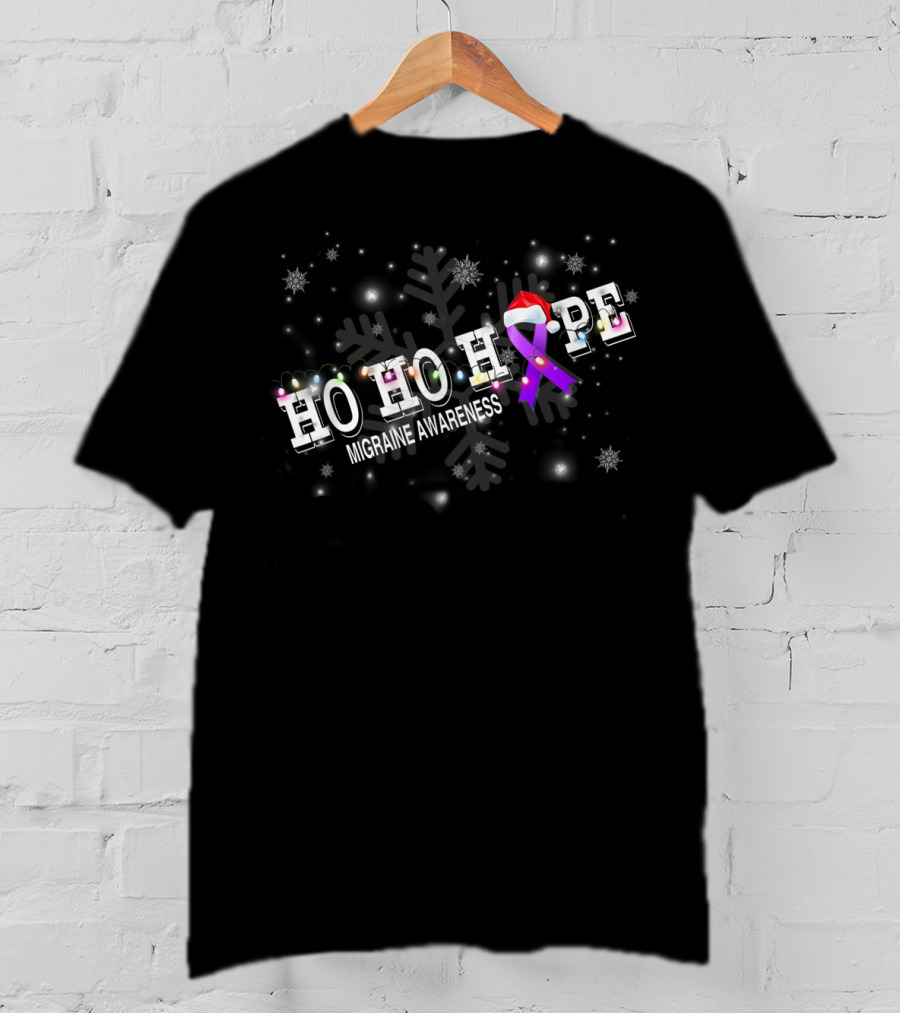 HO HO HOPE Migraine Awareness Christmas Snowflakes T-Shirt