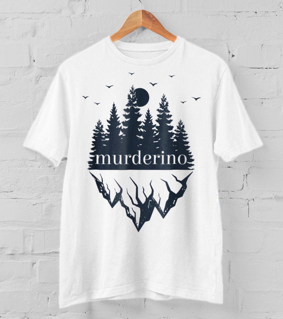 Murderino True Crime Forest Scene With Bats And Moon T-Shirt