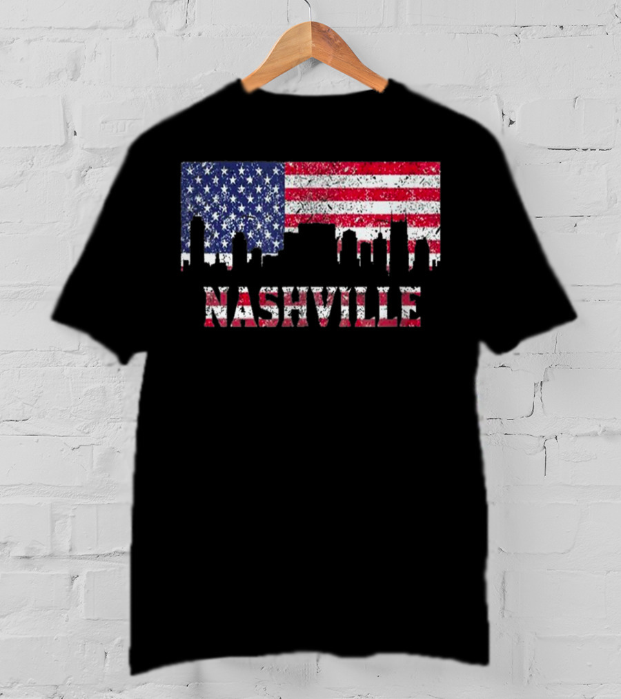 Nashville American Flag Skyline Country Music Lovers T-Shirt