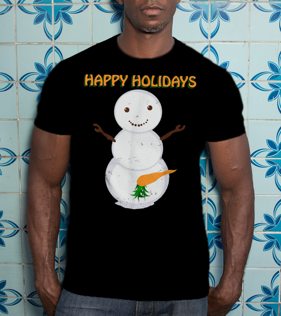 Happy Holidays Naughty Dirty Carrot Snowman T-Shirt
