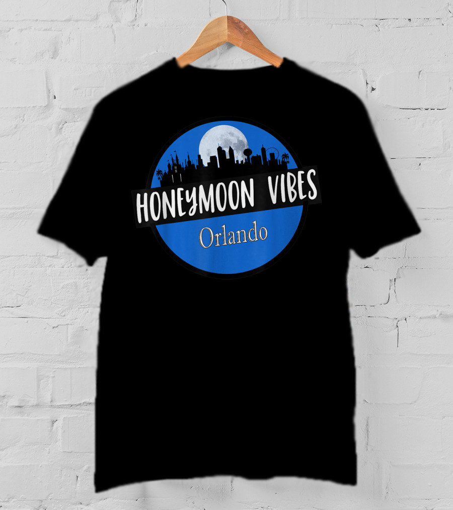 Orlando Honeymoon Vibes Newlywed Destination Moonlit Skyline T-Shirt