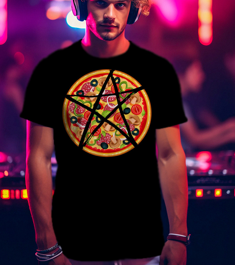 Occult Devil Pentagram Pizza Satanic T-Shirt