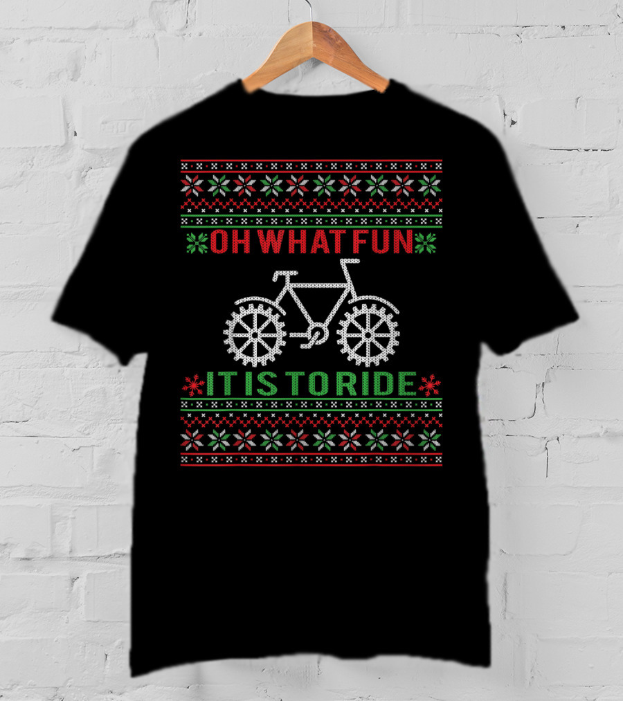 Oh What Fun It Is To Ride Bicycle Christmas T-Shirt
