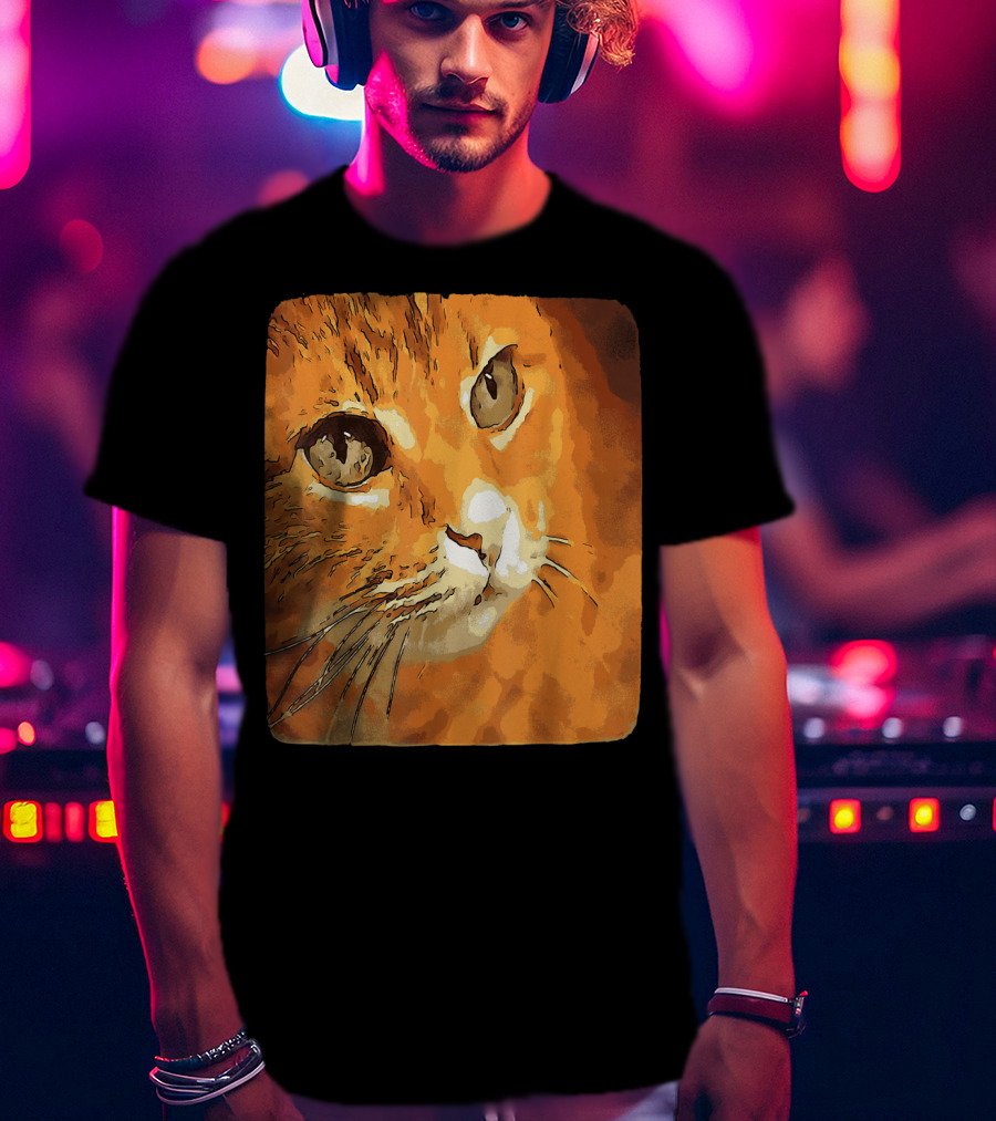 Orange Tabby Cat Face T-Shirt