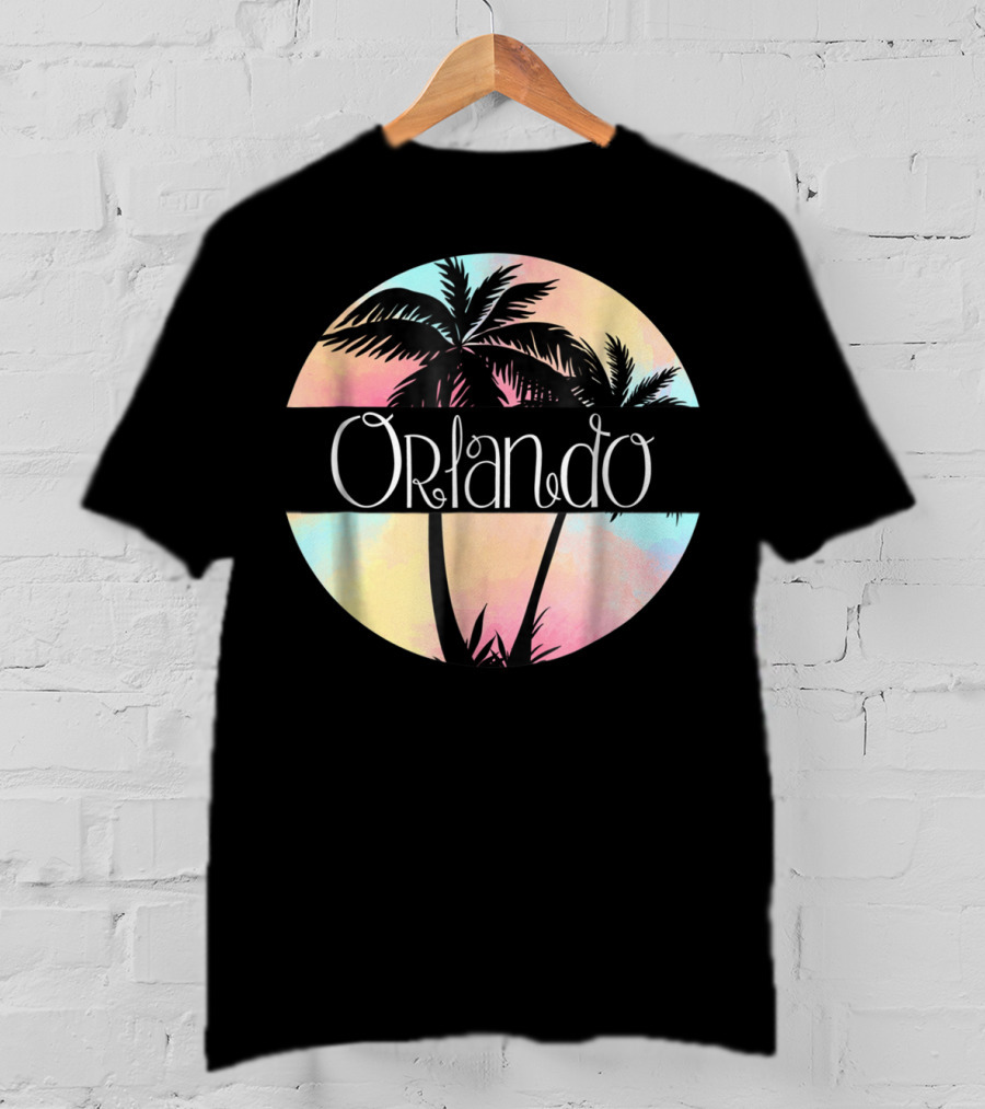 Orlando Florida Souvenir Palm Trees Retro Sunset Circle T-Shirt