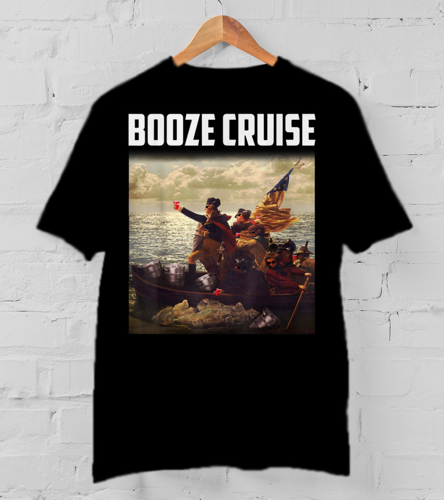 Booze Cruise Red Cups And Revolutionary Boat Party With Shades T-Shirt