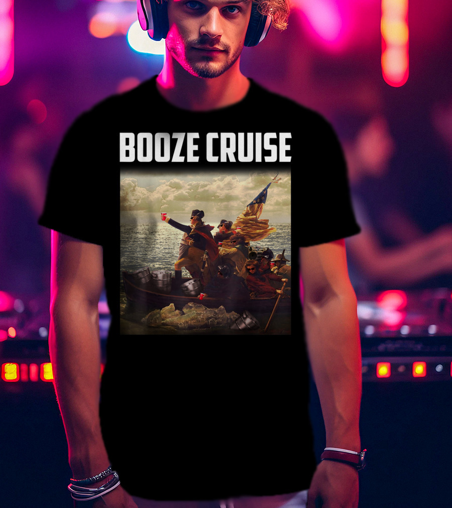 Booze Cruise Red Cups And Revolutionary Boat Party With Shades T-Shirt