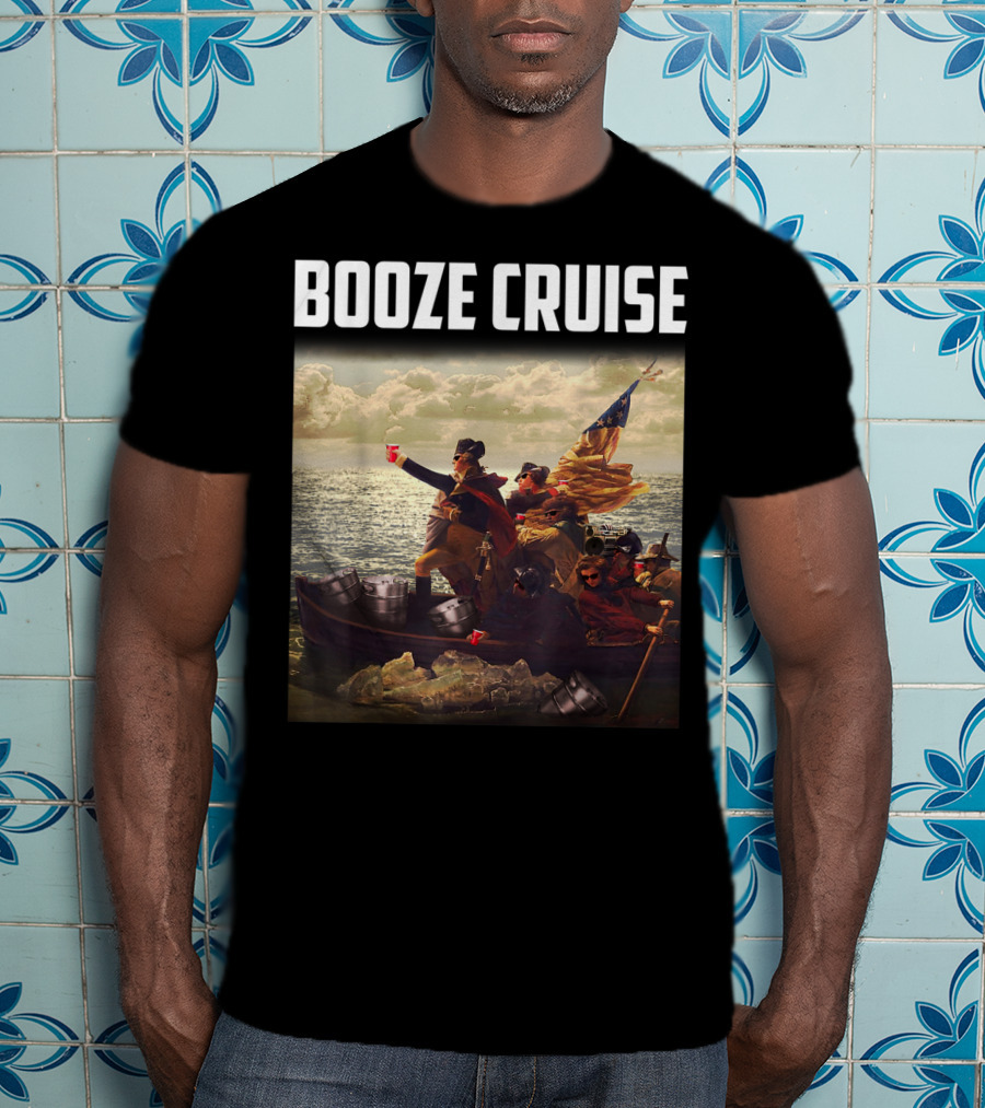 Booze Cruise Red Cups And Revolutionary Boat Party With Shades T-Shirt