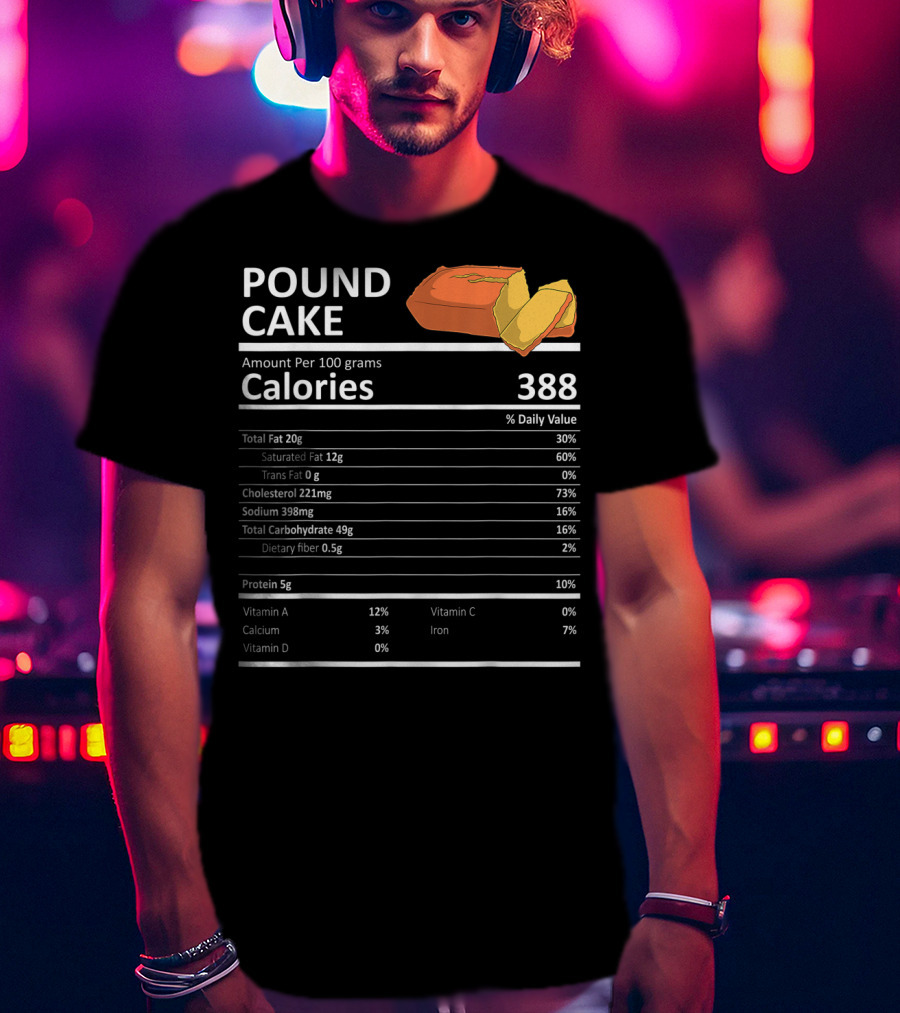 Pound Cake Calories 388 Nutritional Facts Information T-Shirt