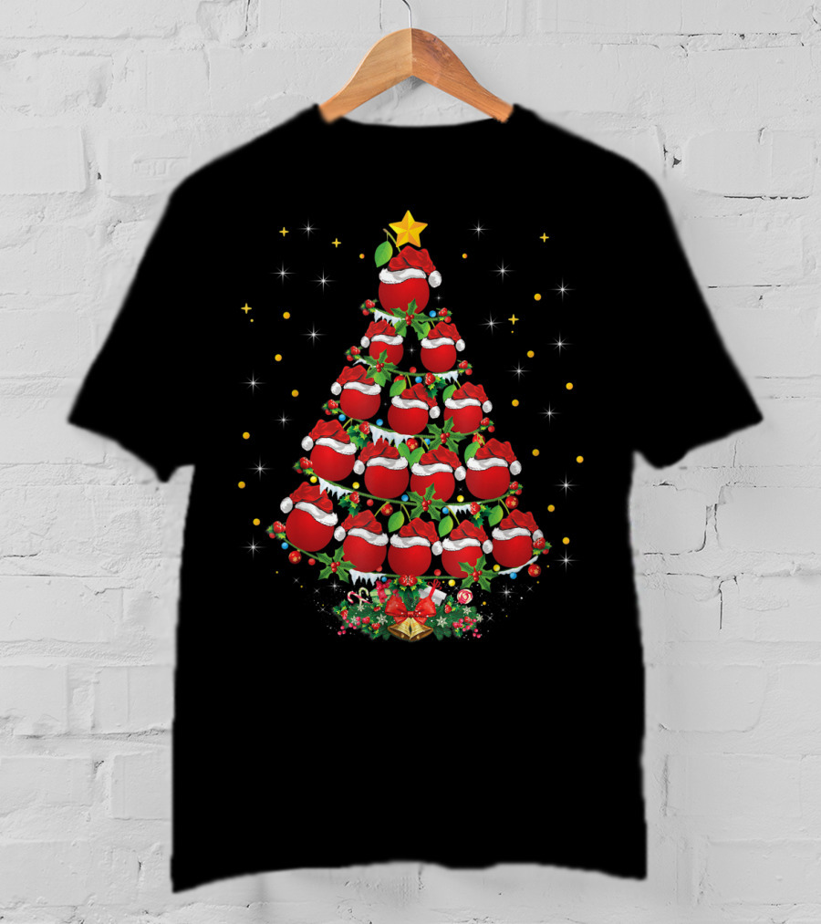 Santa Hat Cherries Lover Xmas Cherry Tree T-Shirt