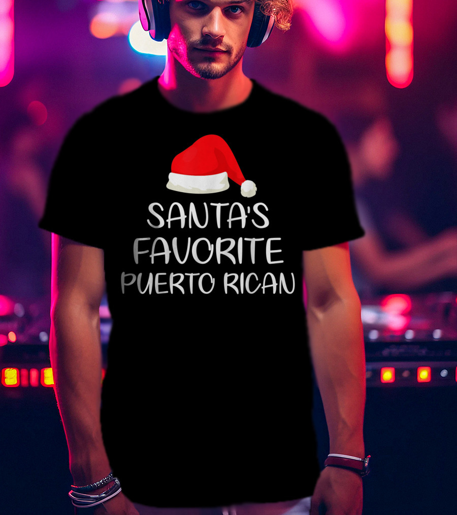 Santa's Favorite Puerto Rican Santa Hat T-Shirt