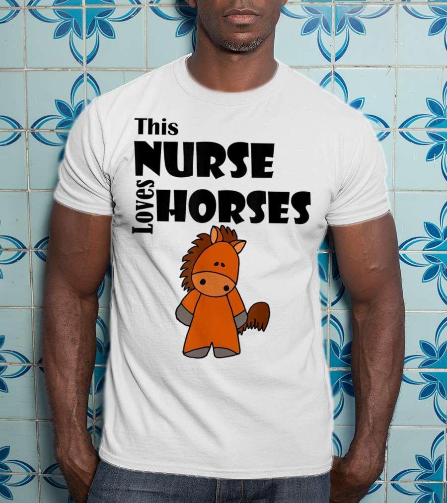 This Nurse Loves Horses Cartoon T-Shirt