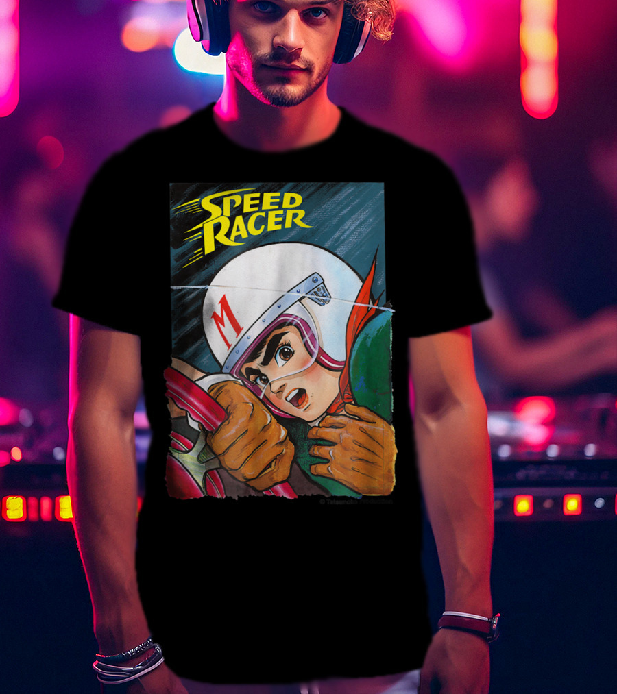 Speed Racer Close Up Helmet And Steering Wheel Action T-Shirt