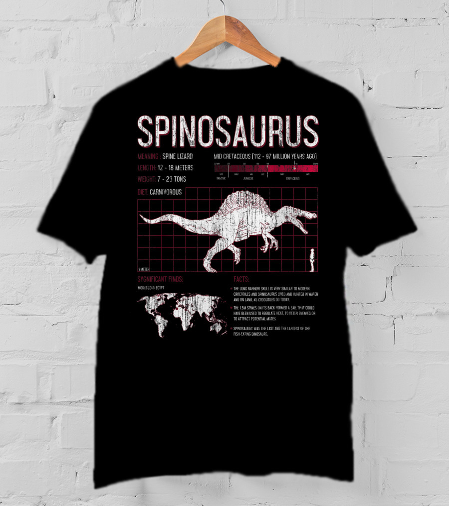 Spinosaurus Dinosaur Meaning Length Weight Diet Facts Mid Cretaceous Period T-Shirt