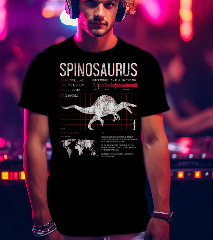 Spinosaurus Dinosaur Meaning Length Weight Diet Facts Mid Cretaceous Period T-Shirt