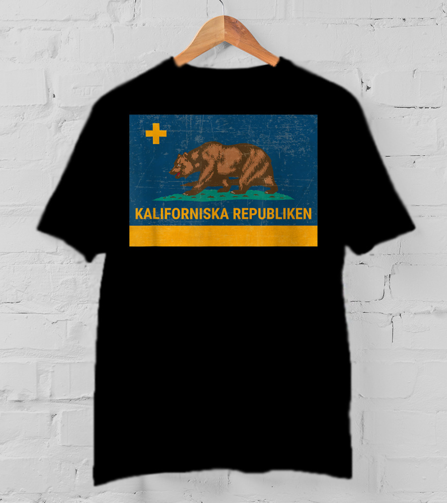 Kaliforniska Republiken Swedish California State Flag Vintage Sweden T-Shirt