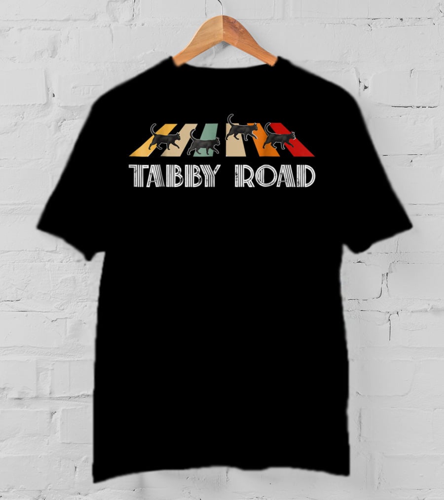 Tabby Road Cats Cool Abbey Cat Iconic Crosswalk T-Shirt