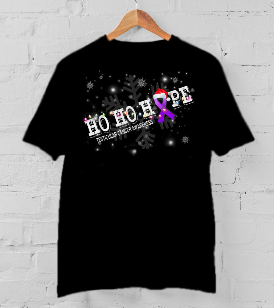 HO HO HOPE Testicular Cancer Christmas Awareness T-Shirt