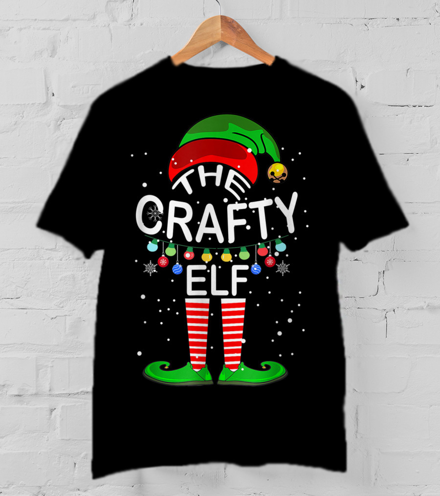 The Crafty Elf Festive Holiday Family Matching Group Snowflakes Lights Decor T-Shirt