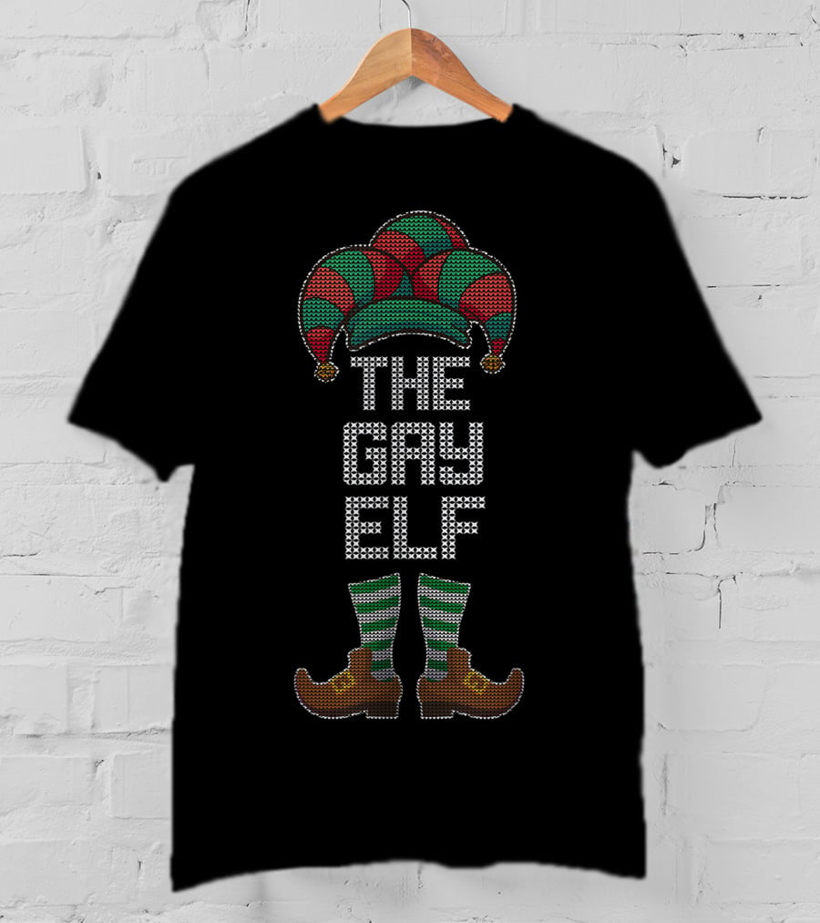 The Gay Elf Striped Socks And Festive Hat T-Shirt