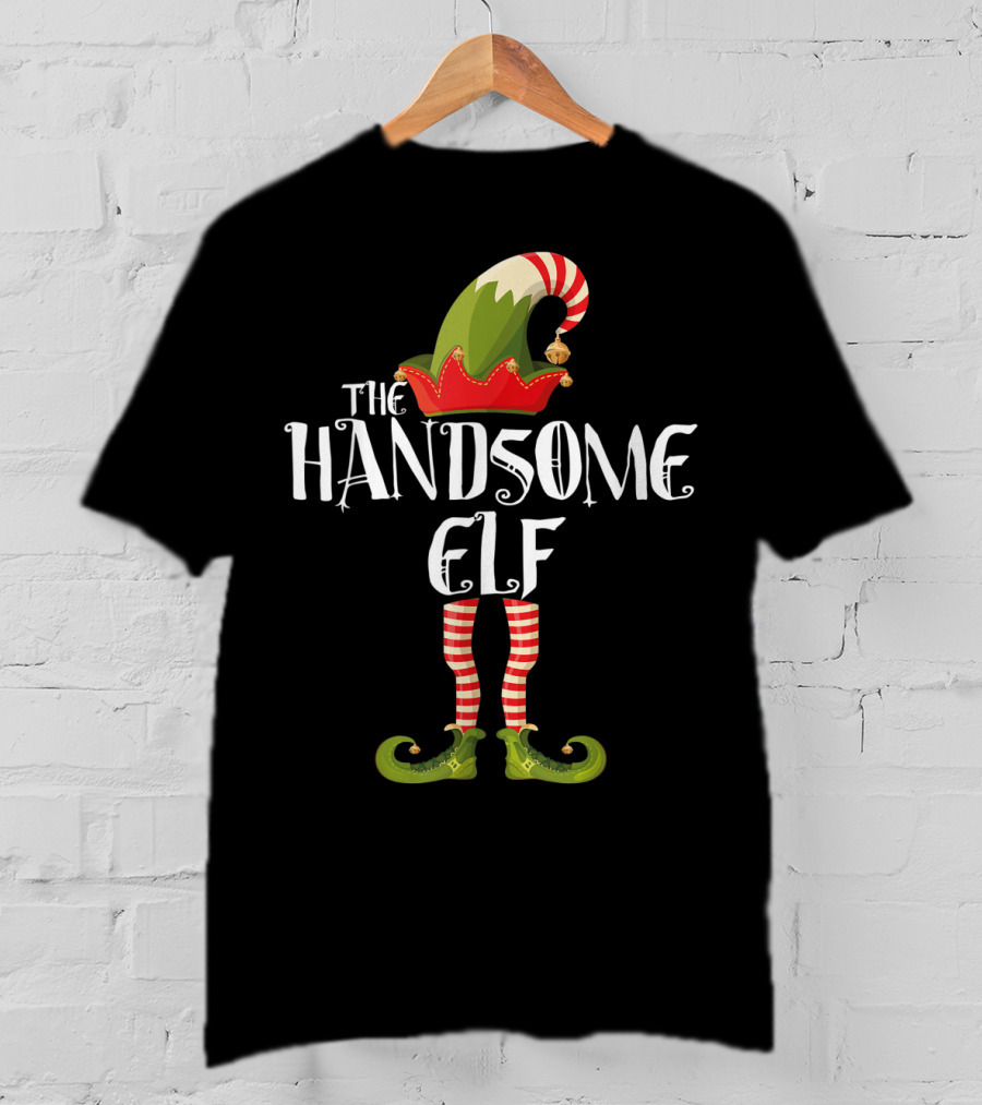 The Handsome Elf Striped Hat And Shoes T-Shirt