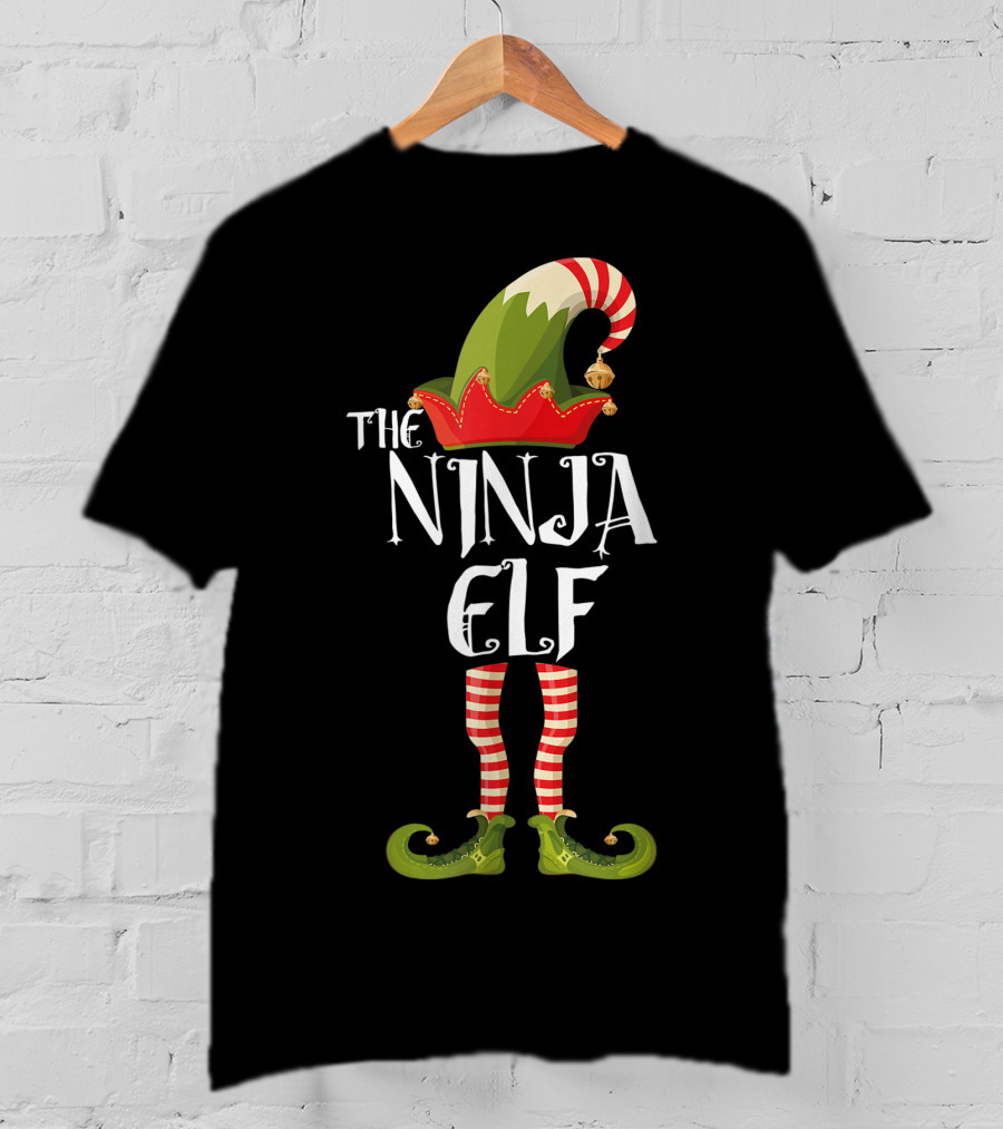 The Ninja Elf Striped Hat And Shoes T-Shirt