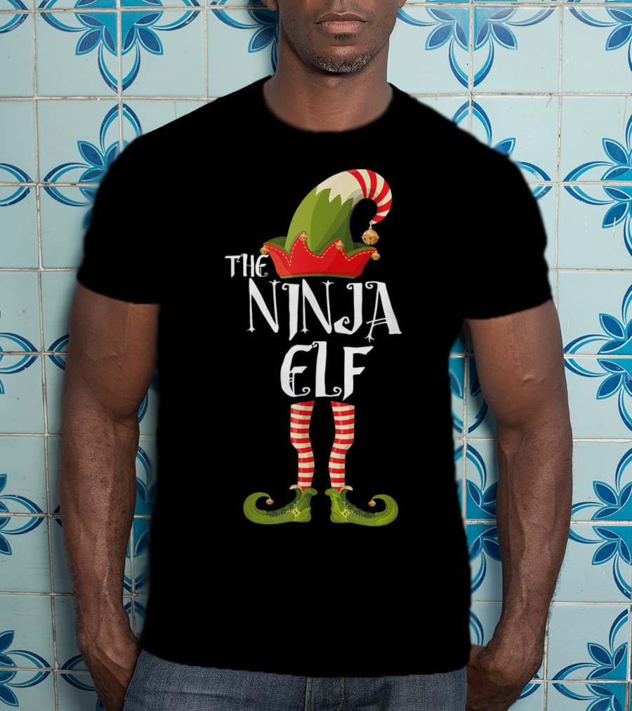 The Ninja Elf Striped Hat And Shoes T-Shirt