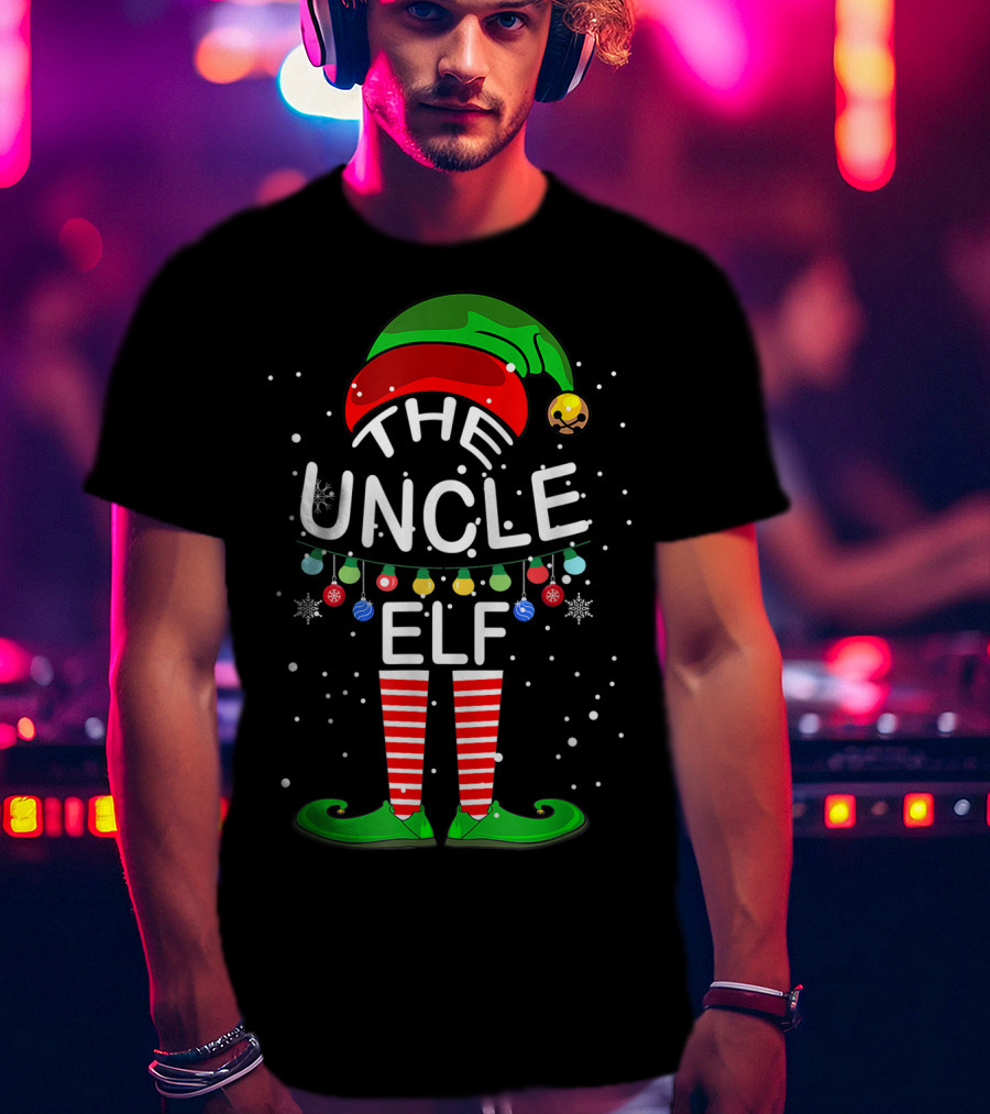 The Uncle Elf Christmas Family Matching Group Holiday Lights T-Shirt