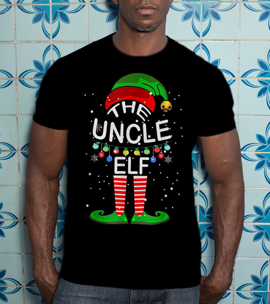 The Uncle Elf Christmas Family Matching Group Holiday Lights T-Shirt