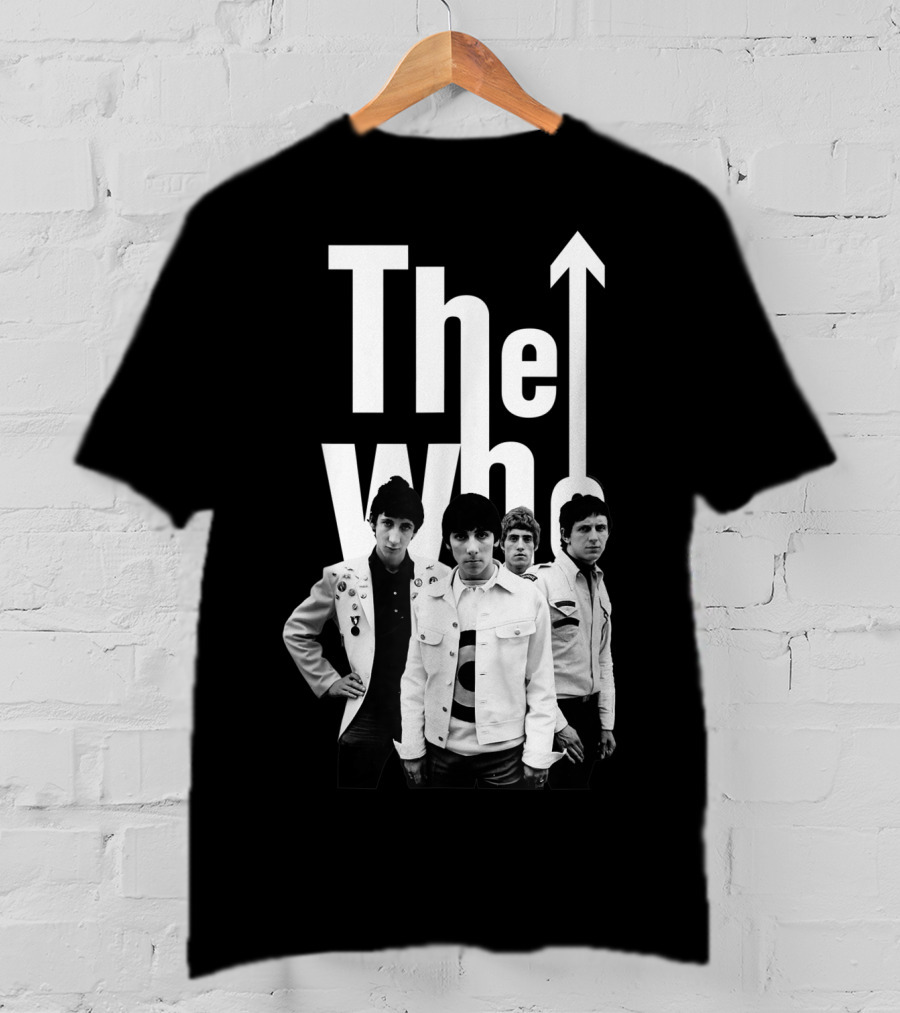 The Who 60's Black And White Band Photo With Iconic Arrow T-Shirt