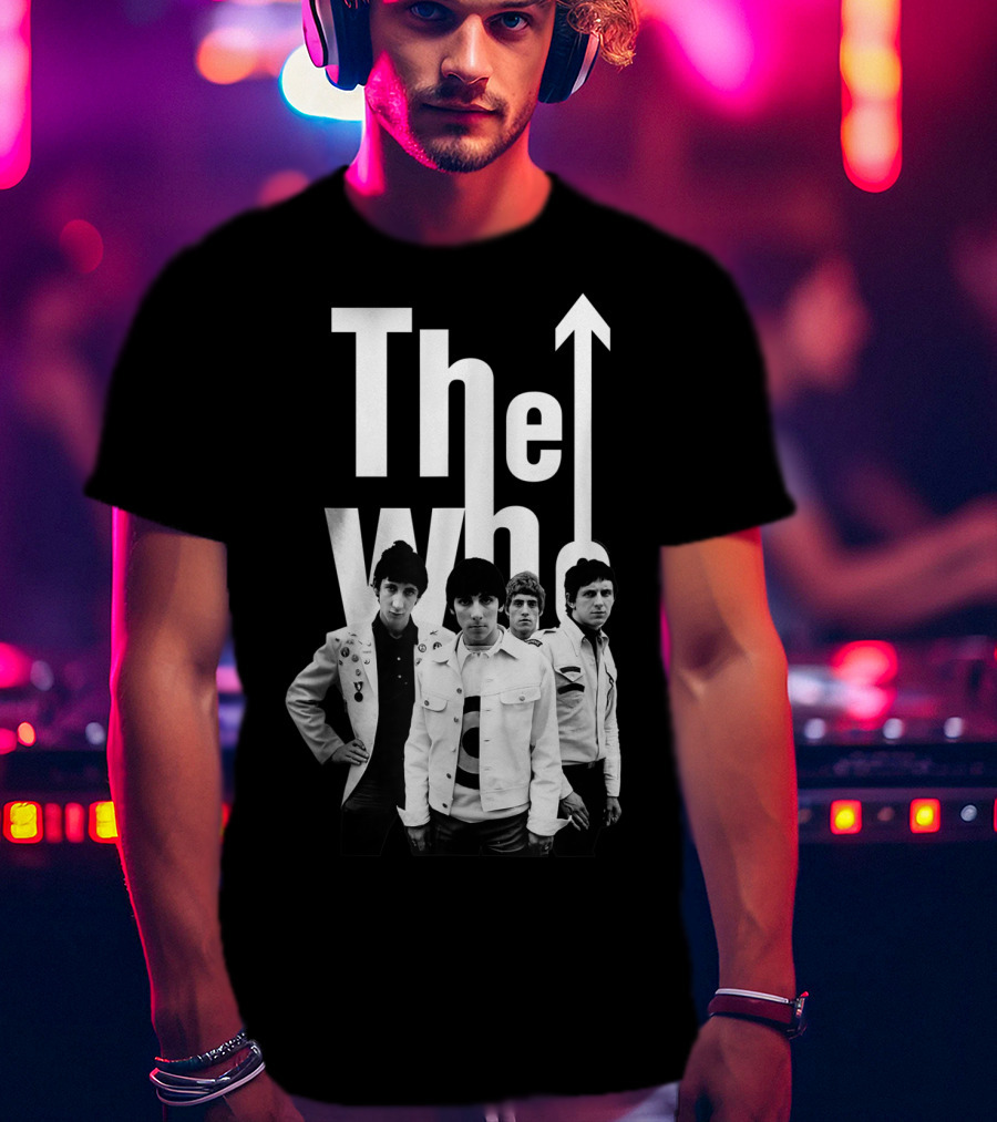The Who 60's Black And White Band Photo With Iconic Arrow T-Shirt