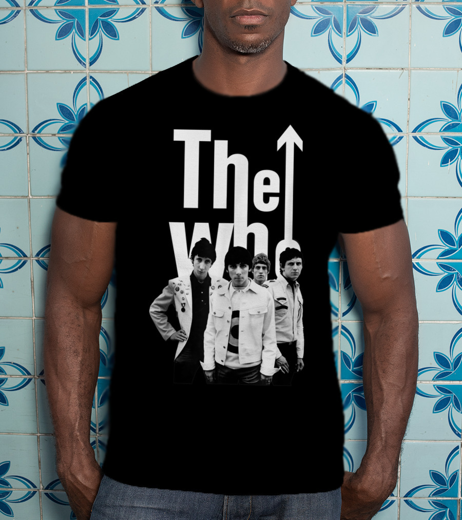 The Who 60's Black And White Band Photo With Iconic Arrow T-Shirt