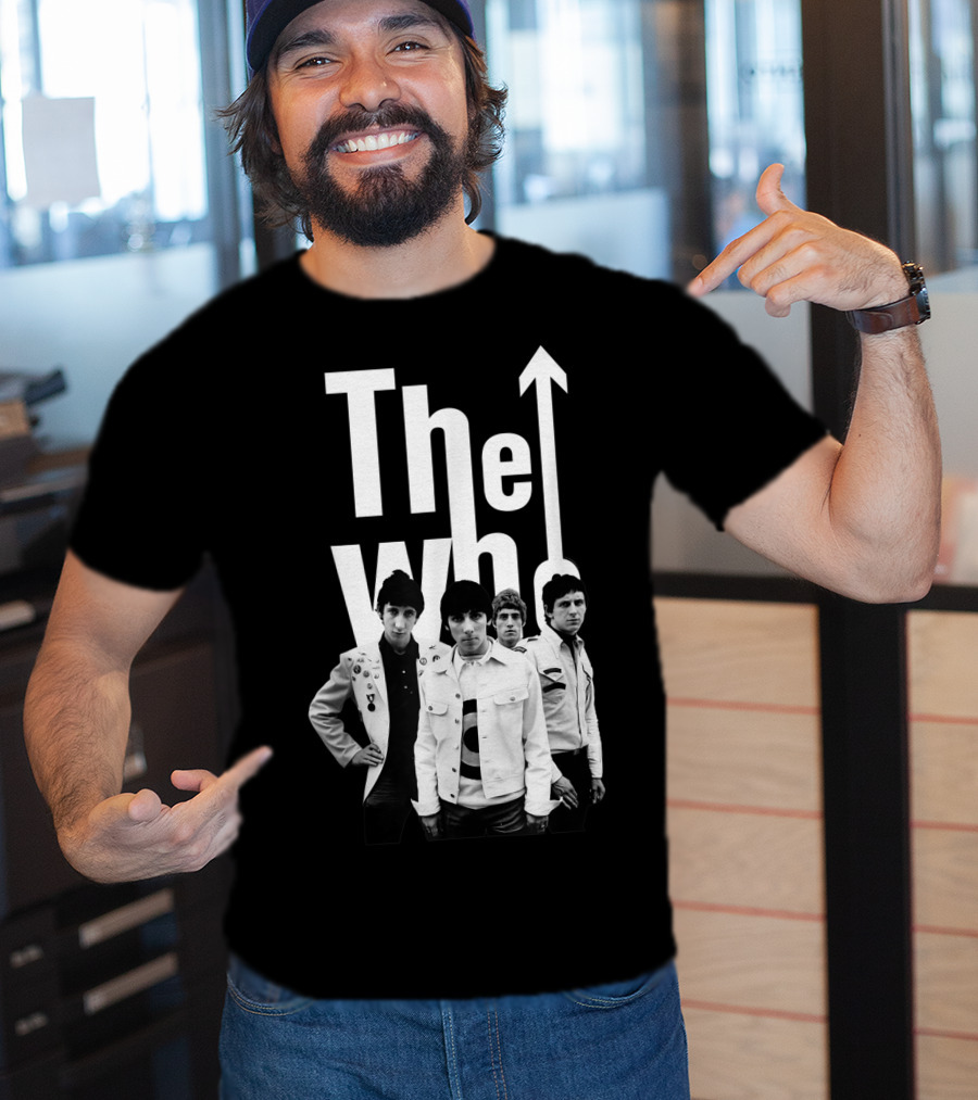The Who 60's Black And White Band Photo With Iconic Arrow T-Shirt