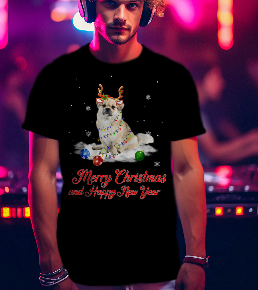 Merry Christmas And Happy New Year Tibetan Spaniel Reindeer Snowflakes T-Shirt