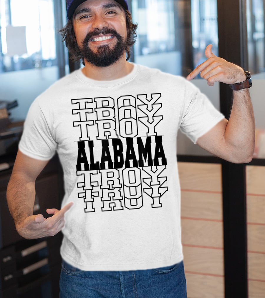 Troy Alabama Retro Athletic Style Stacked Typography T-Shirt