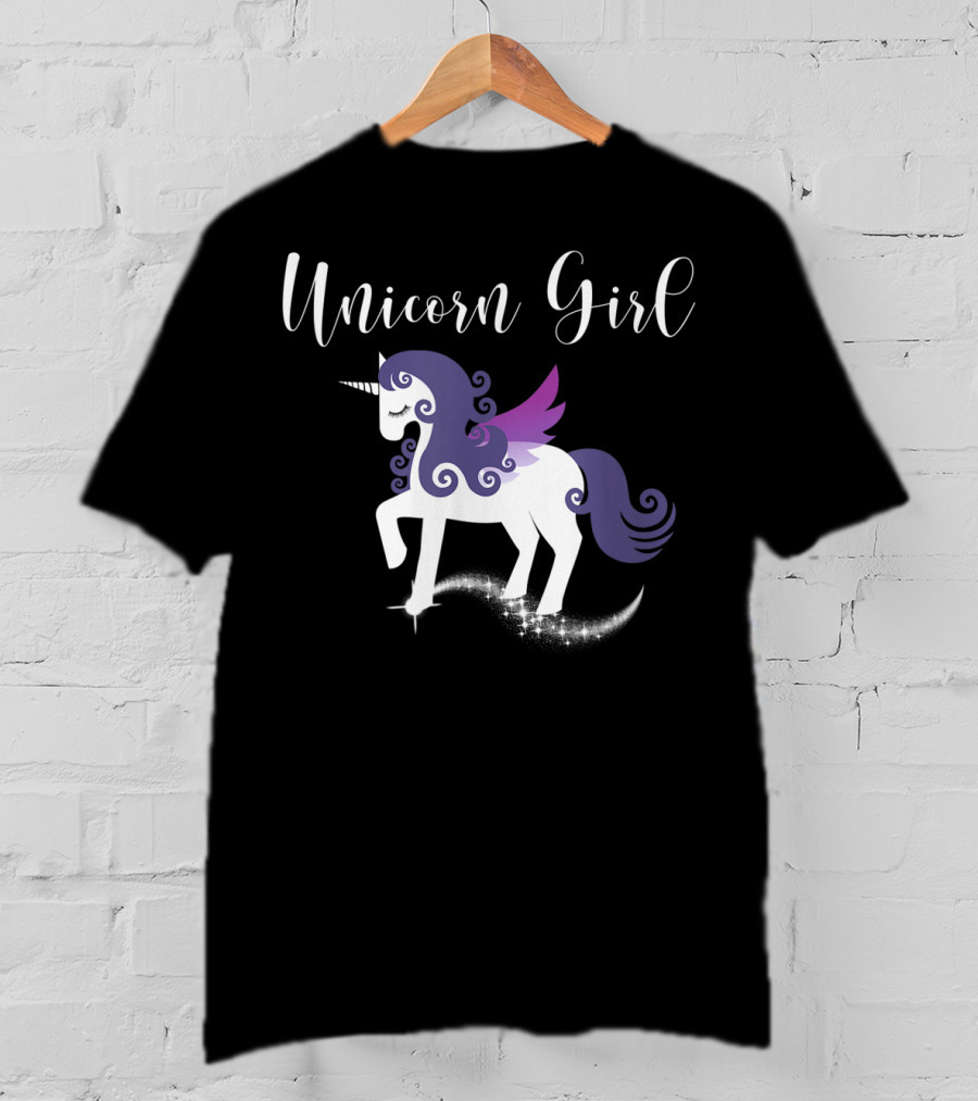 Unicorn Girl Purple Winged Pegasus Fairy Tale T-Shirt