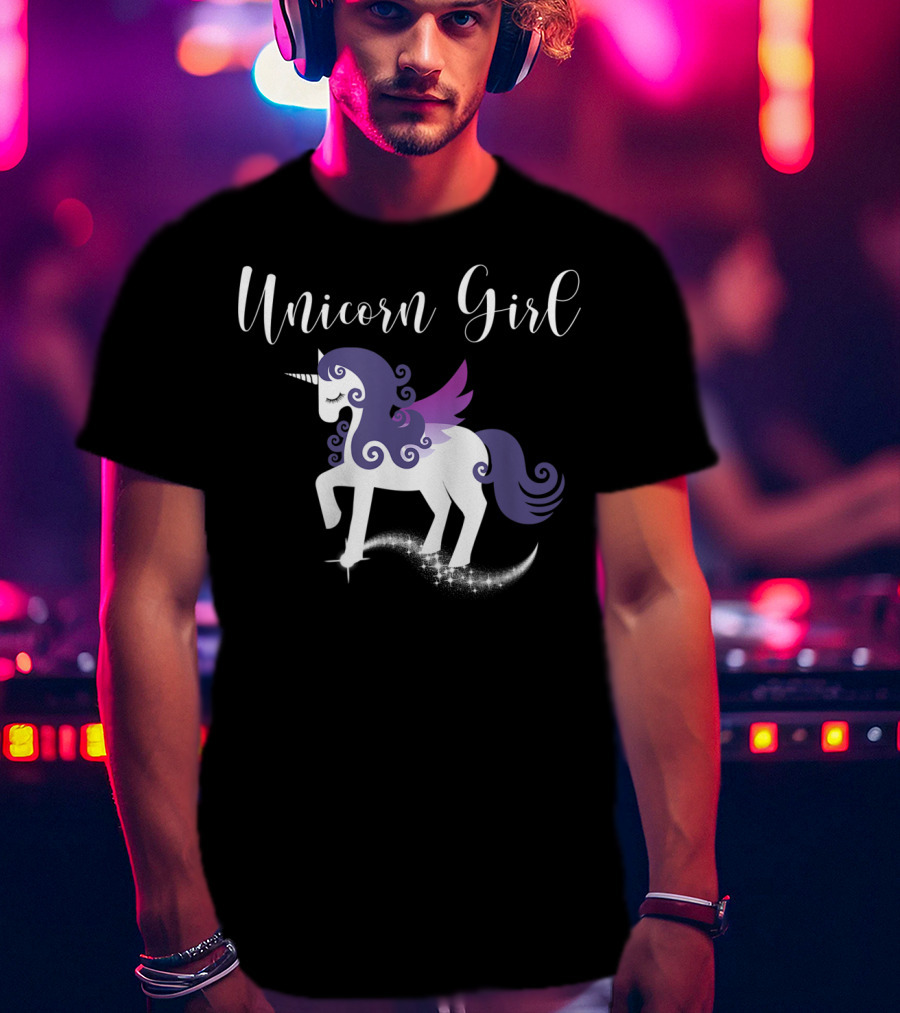 Unicorn Girl Purple Winged Pegasus Fairy Tale T-Shirt