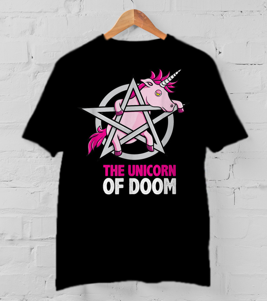 The Unicorn Of Doom Baphomet Pentagram Satanic T-Shirt
