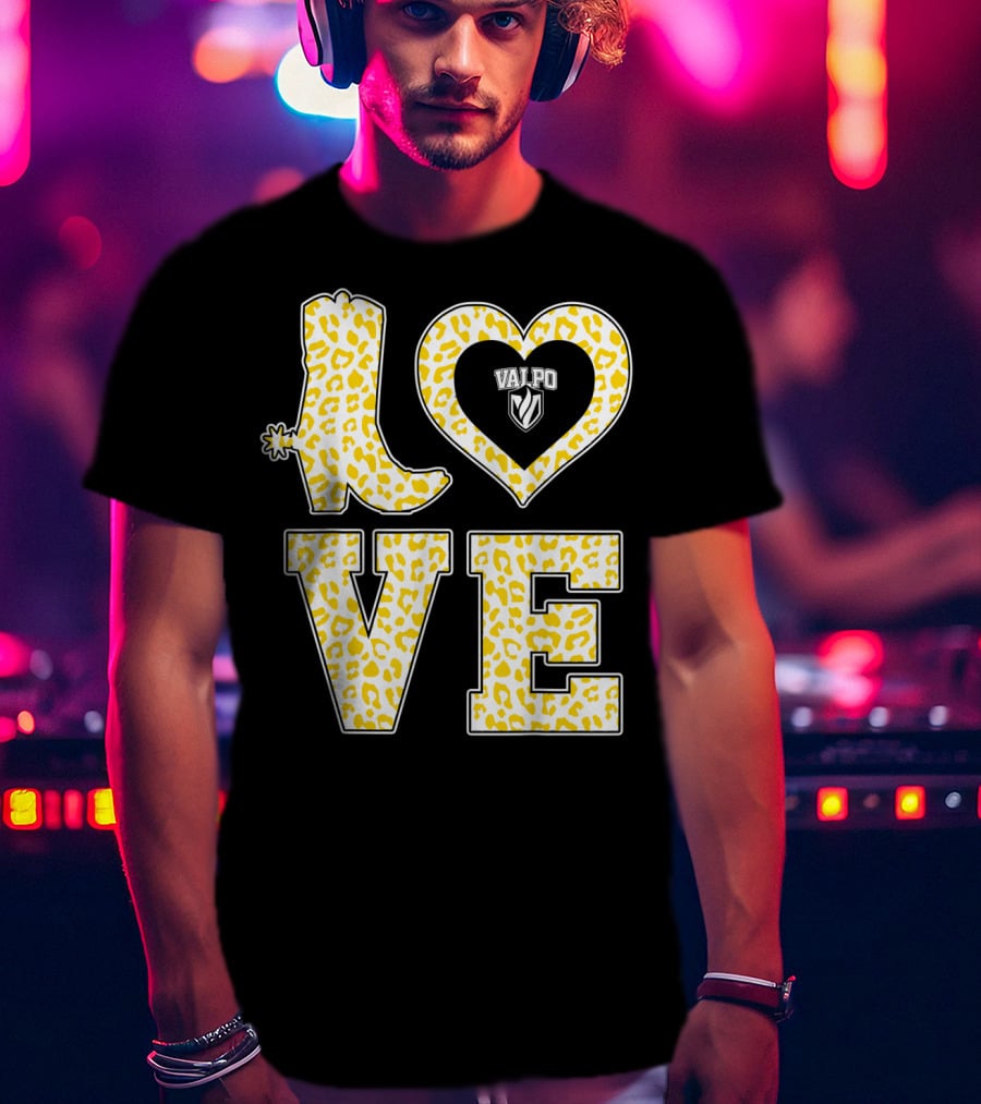 Valparaiso Crusaders Valpo Leopard Love Boot T-Shirt