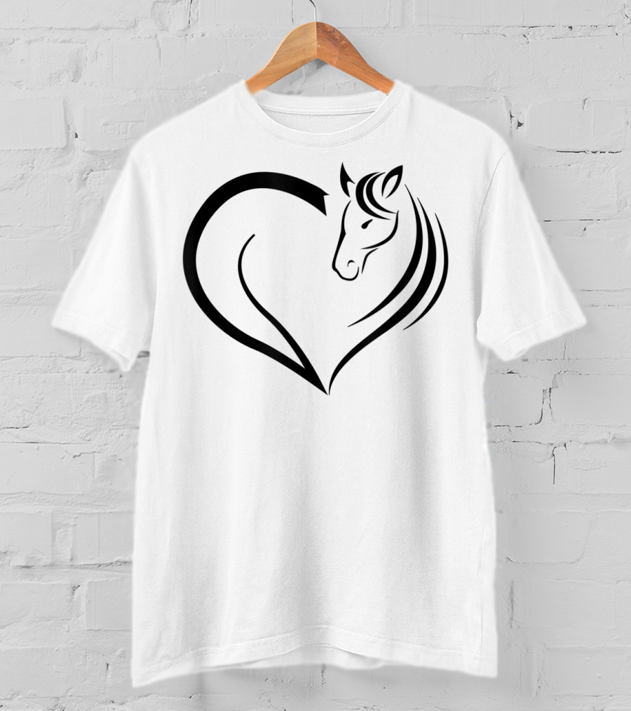 Cute Horse Heart Yellow Pink White T-Shirt