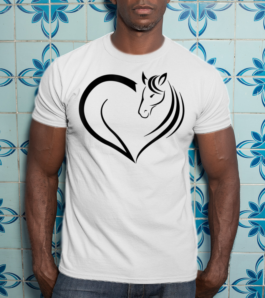 Cute Horse Heart Yellow Pink White T-Shirt