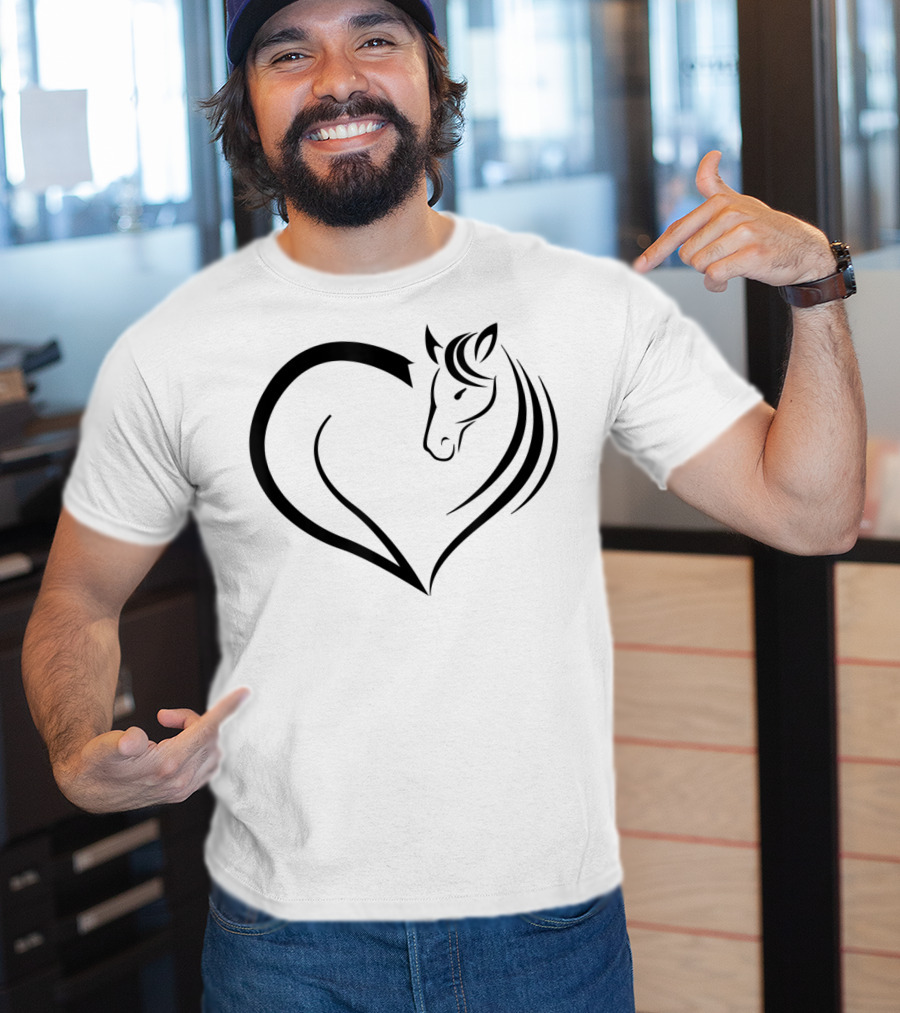 Cute Horse Heart Yellow Pink White T-Shirt