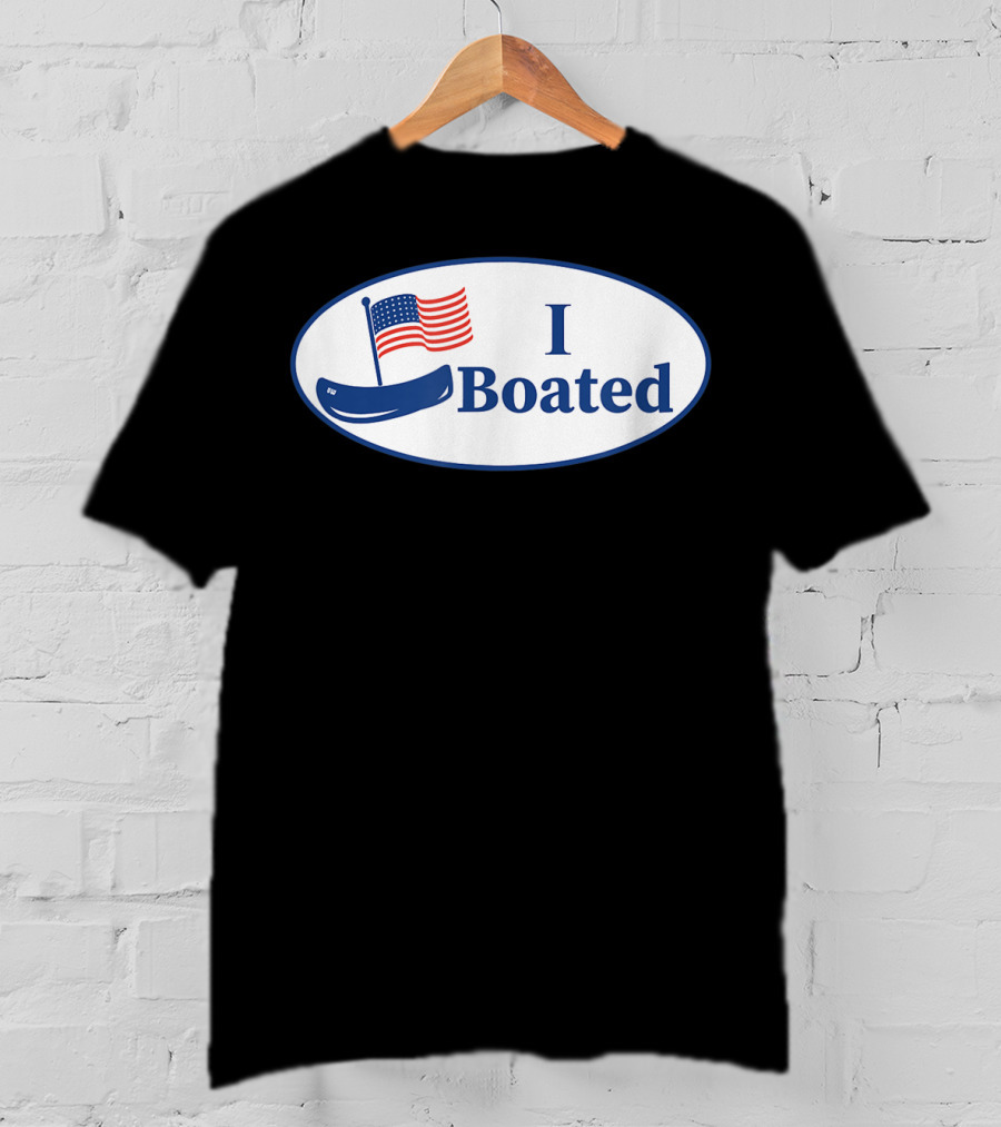 I Boated Sticker With American Flag And Canoe T-Shirt