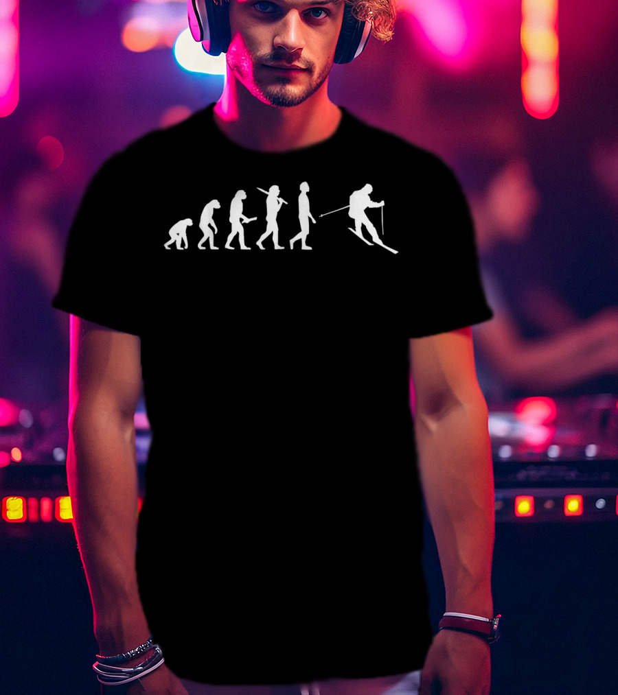 Skiing Evolution Funny T-Shirt For Skiing Enthusiasts T-Shirt
