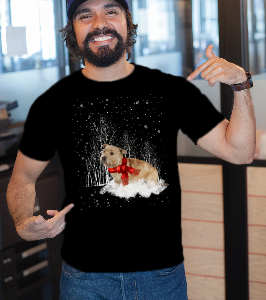 Glen Of Imaal Terrier Winter Scene With Snowflakes And Red Scarf T-Shirt