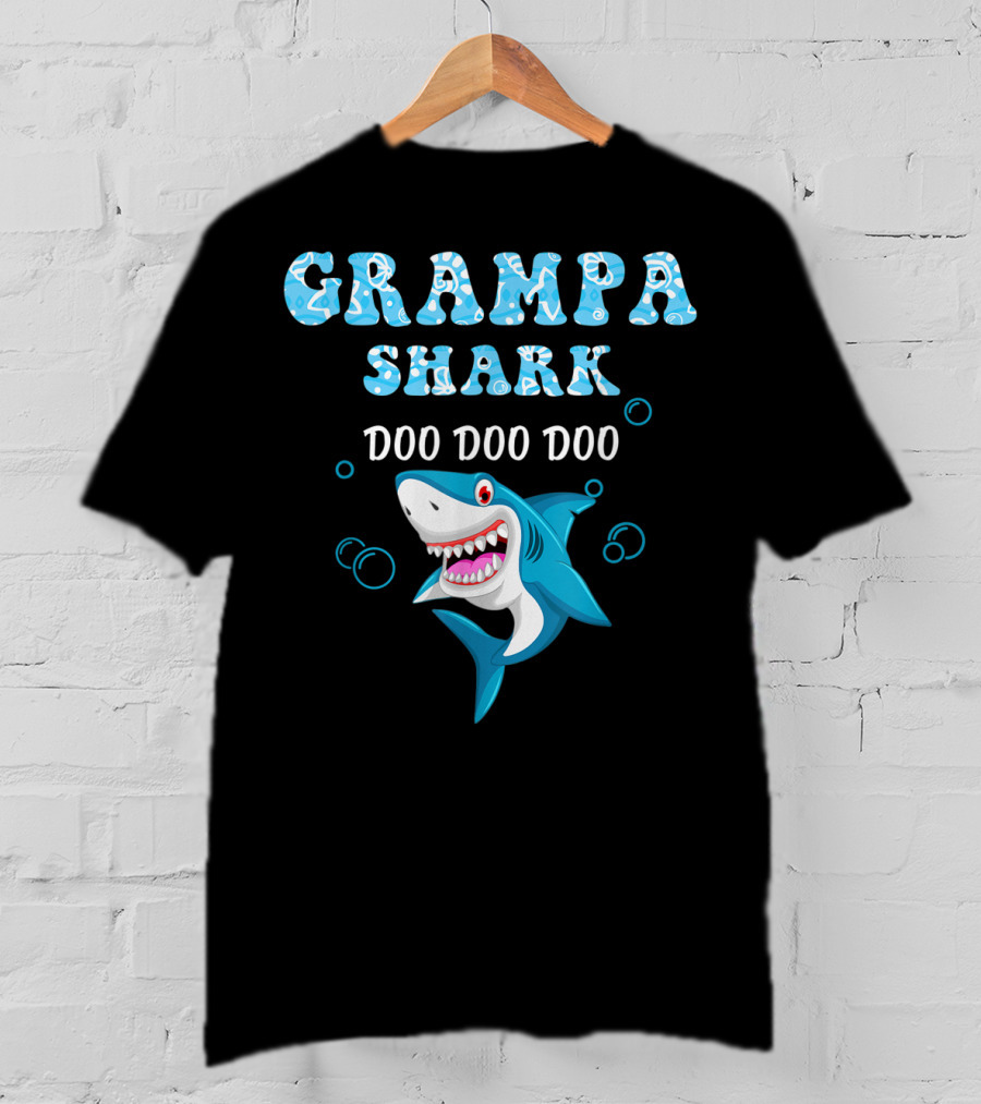 Grampa Shark Doo Doo Doo Playful Cartoon Shark T-Shirt