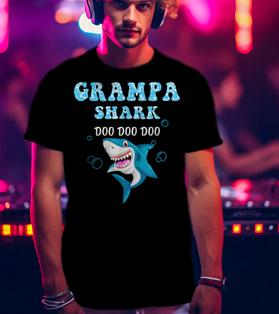 Grampa Shark Doo Doo Doo Playful Cartoon Shark T-Shirt